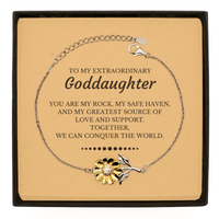 Load image into Gallery viewer, Goddaughter Sunflower Bracelet - Together, We Can Conquer the World | Birthday &amp; Christmas Gift
