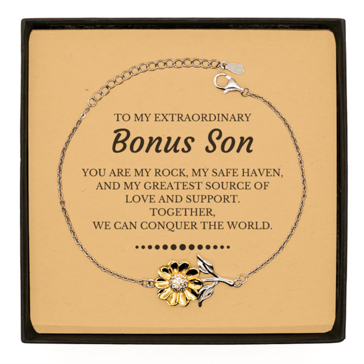 Bonus Son Sunflower Bracelet - Together, We Can Conquer the World | Birthday Gift