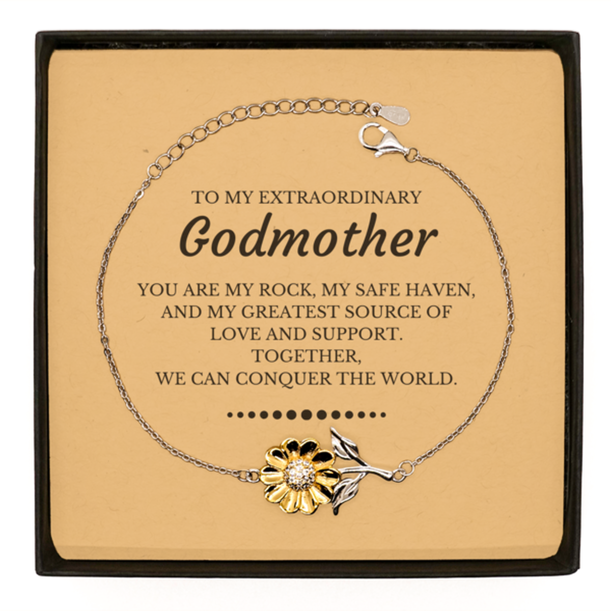 Godmother Sunflower Bracelet - Together We Can Conquer the World | Birthday & Christmas Gift