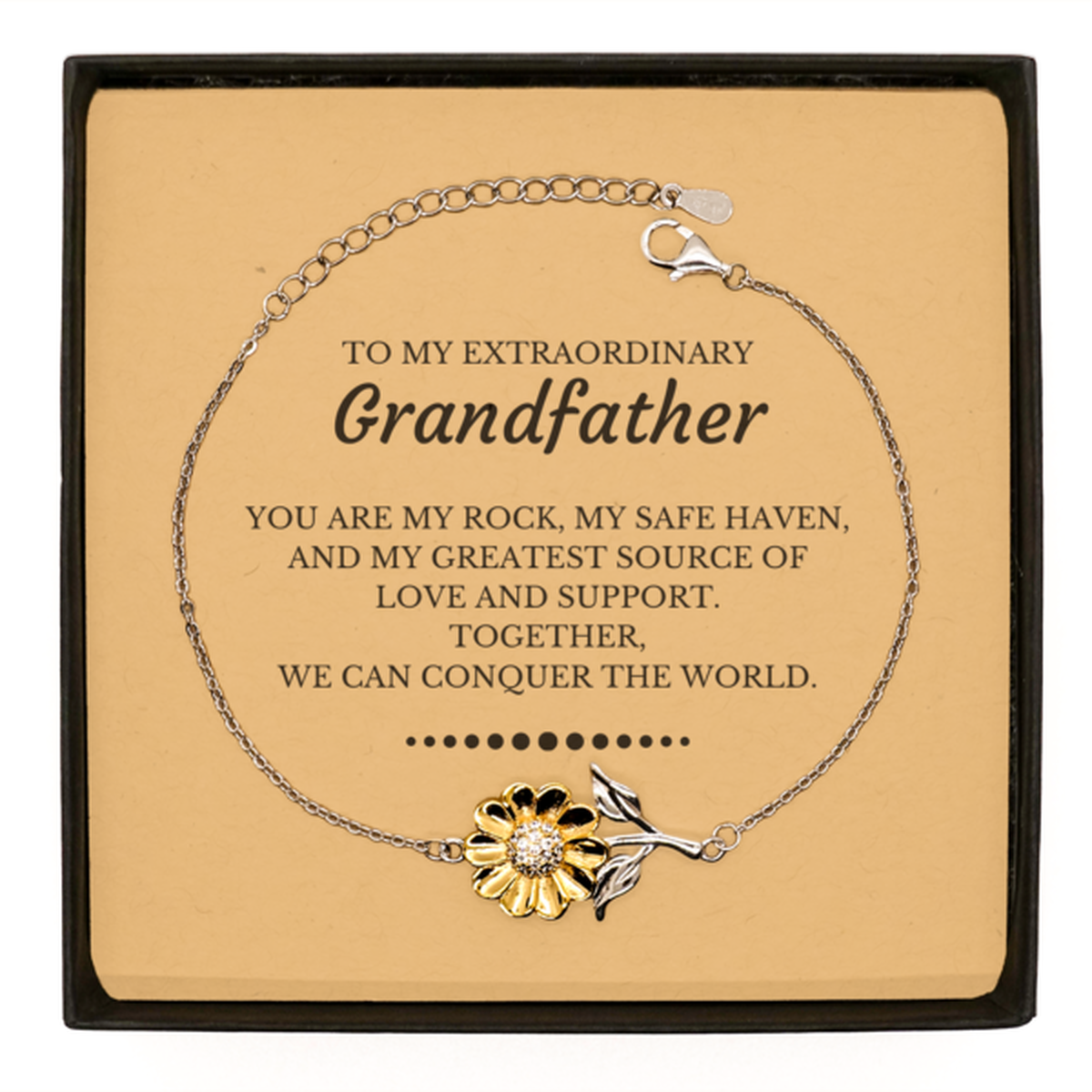 Grandfather Sunflower Bracelet - Together, We Can Conquer the World | Birthday Gift