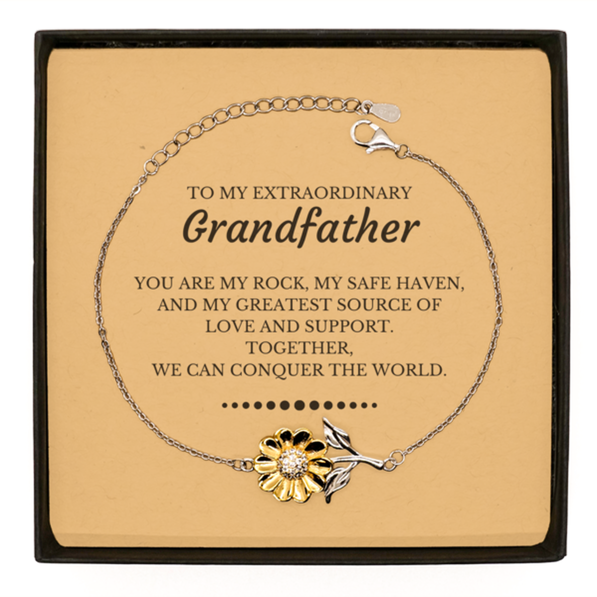 To My Extraordinary Grandfather Gifts, Together, we can conquer the world, Birthday Sunflower Bracelet For Grandfather, Christmas Gifts For Grandfather