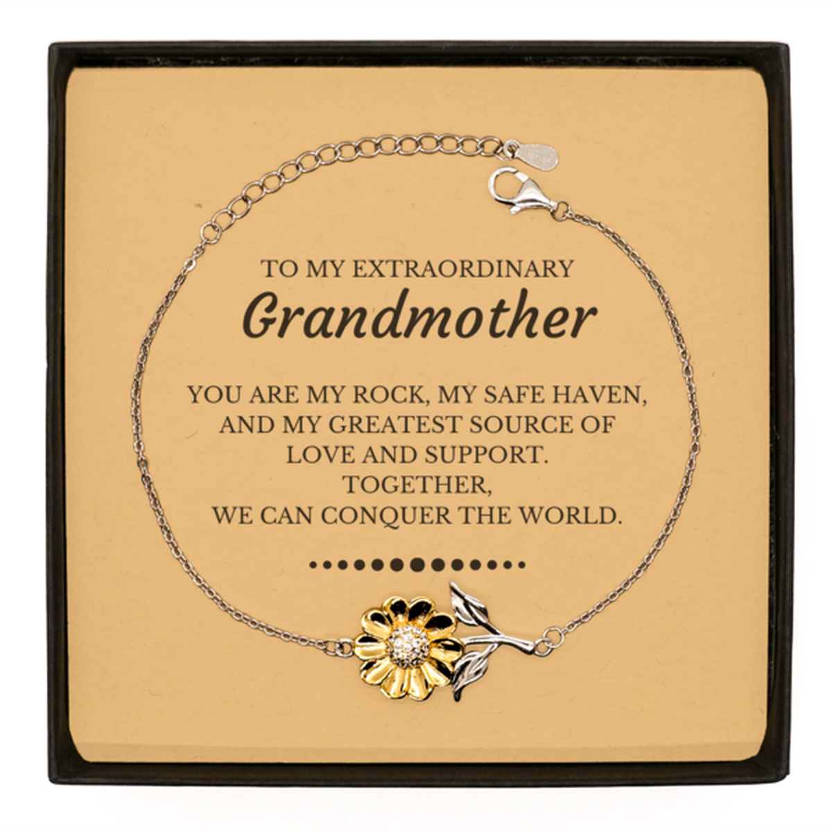 Grandmother Sunflower Bracelet - Together We Can Conquer the World | Birthday & Christmas Gift