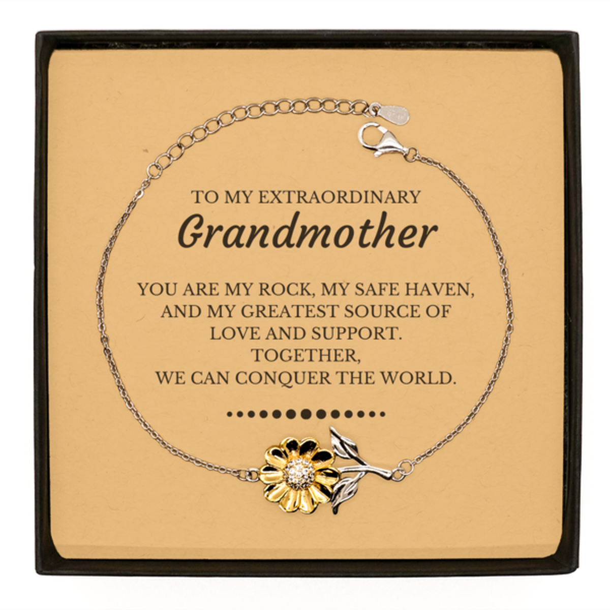 To My Extraordinary Grandmother Gifts, Together, we can conquer the world, Birthday Sunflower Bracelet For Grandmother, Christmas Gifts For Grandmother