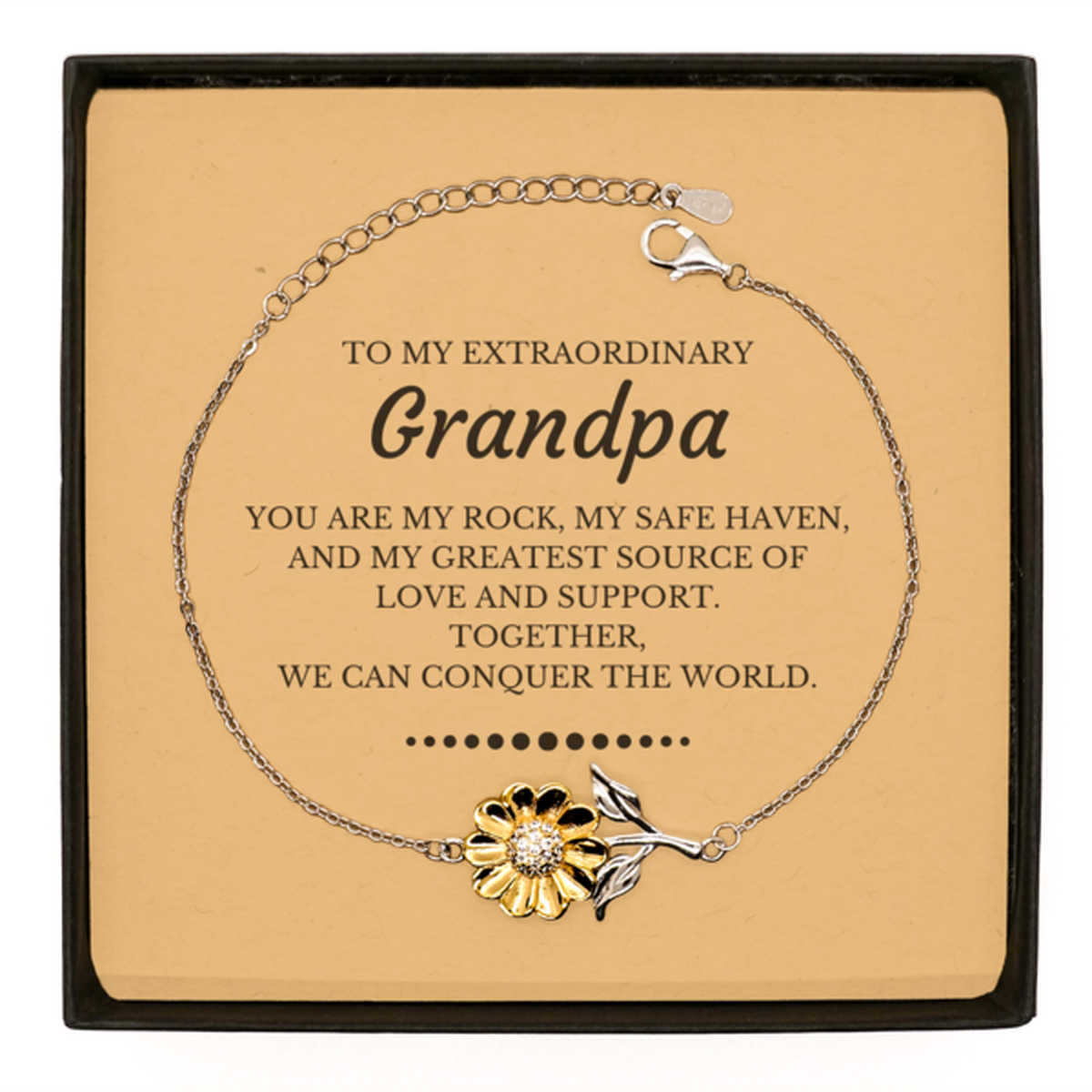 Grandpa Sunflower Bracelet - Together, We Can Conquer the World | Birthday Gift