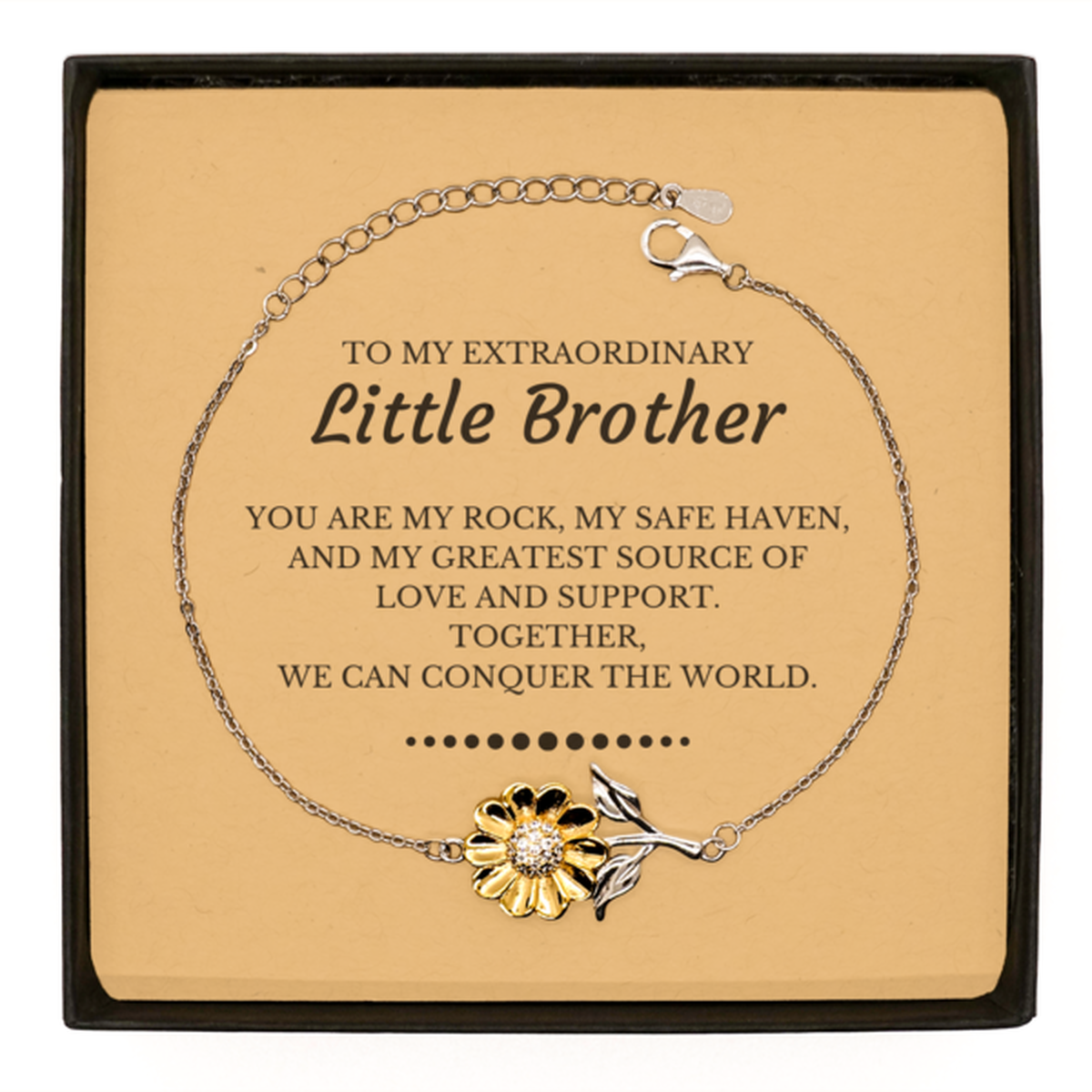 Little Brother Sunflower Bracelet - Together We Can Conquer The World | Birthday Gift