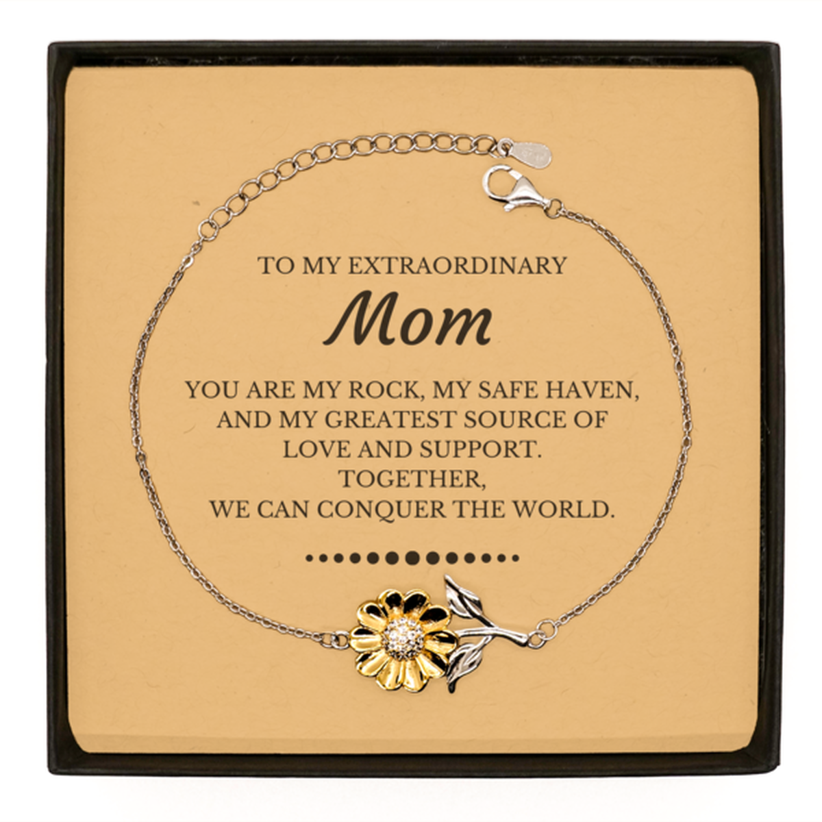 To My Extraordinary Mom Gifts, Together, we can conquer the world, Birthday Sunflower Bracelet For Mom, Christmas Gifts For Mom