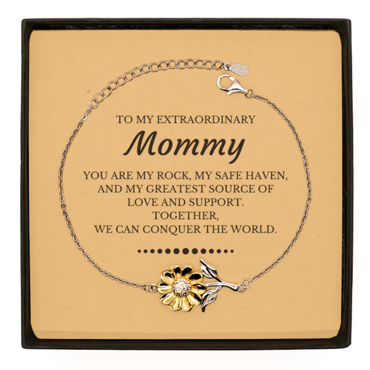 To My Extraordinary Mommy Gifts, Together, we can conquer the world, Birthday Sunflower Bracelet For Mommy, Christmas Gifts For Mommy