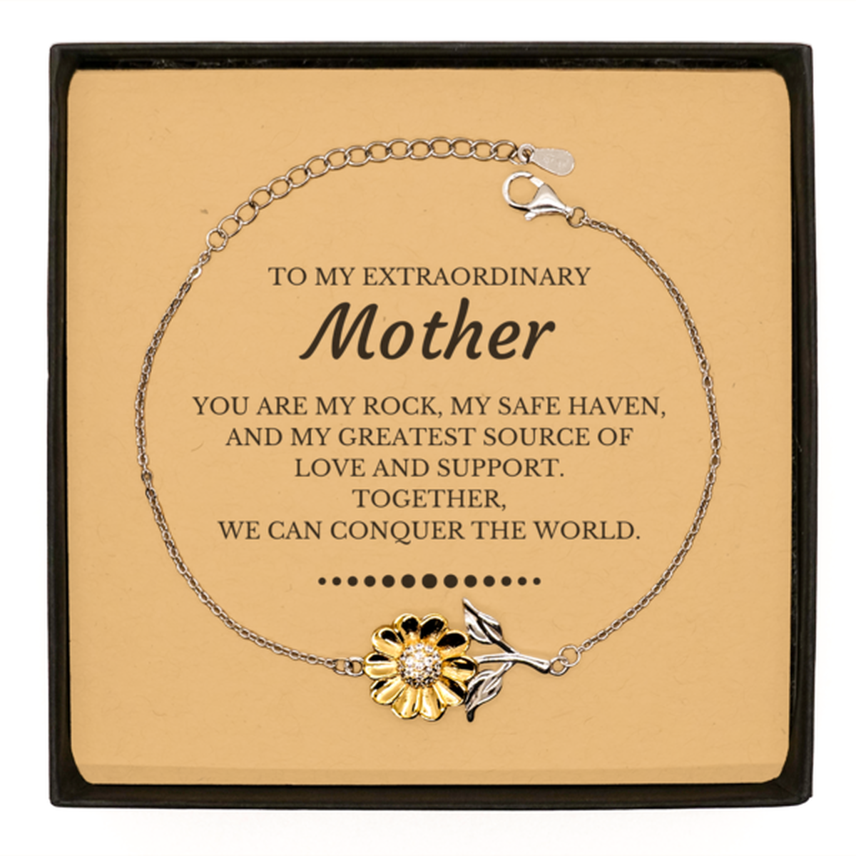 Mom Sunflower Bracelet - Together We Can Conquer the World | Mother's Day Gift
