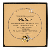 Load image into Gallery viewer, Mom Sunflower Bracelet - Together We Can Conquer the World | Mother&#39;s Day Gift
