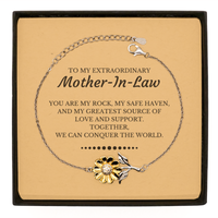 Load image into Gallery viewer, Mother-In-Law Sunflower Bracelet - Together, We Can Conquer the World | Meaningful Gift
