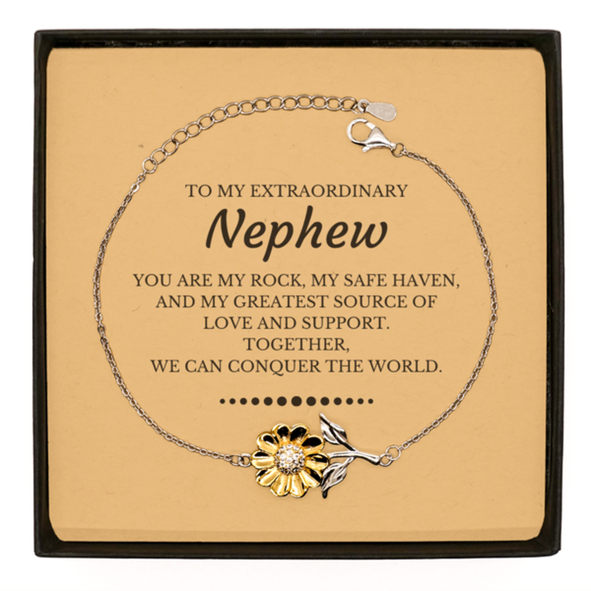 Nephew Sunflower Bracelet - Together, We Can Conquer the World | Birthday Gift