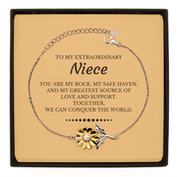 Load image into Gallery viewer, Niece Sunflower Bracelet - Together We Can Conquer The World | Birthday &amp; Christmas Gift
