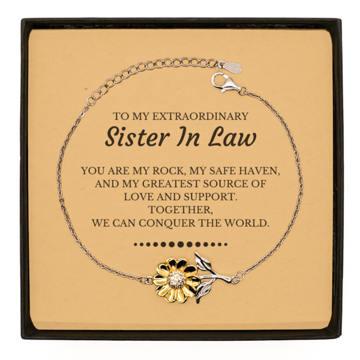 Sister In Law Sunflower Bracelet - Together We Can Conquer The World | Birthday Gift