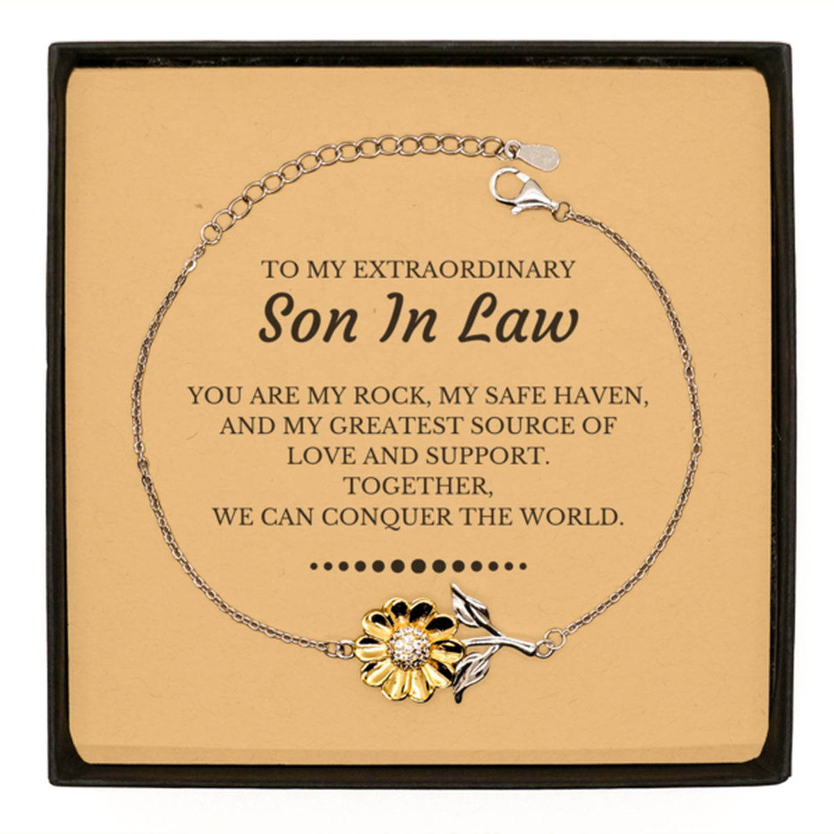 Son In Law Sunflower Bracelet - Together, We Can Conquer the World | Birthday & Christmas Gift
