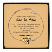 Load image into Gallery viewer, Son In Law Sunflower Bracelet - Together, We Can Conquer the World | Birthday &amp; Christmas Gift
