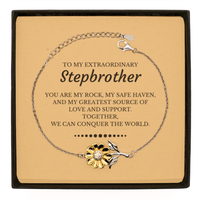 Load image into Gallery viewer, Stepbrother Sunflower Bracelet - Together We Can Conquer the World | Birthday &amp; Christmas Gift
