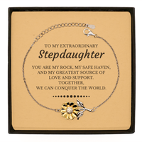 Load image into Gallery viewer, Stepdaughter Sunflower Bracelet - Together, We Can Conquer the World | Birthday &amp; Christmas Gift
