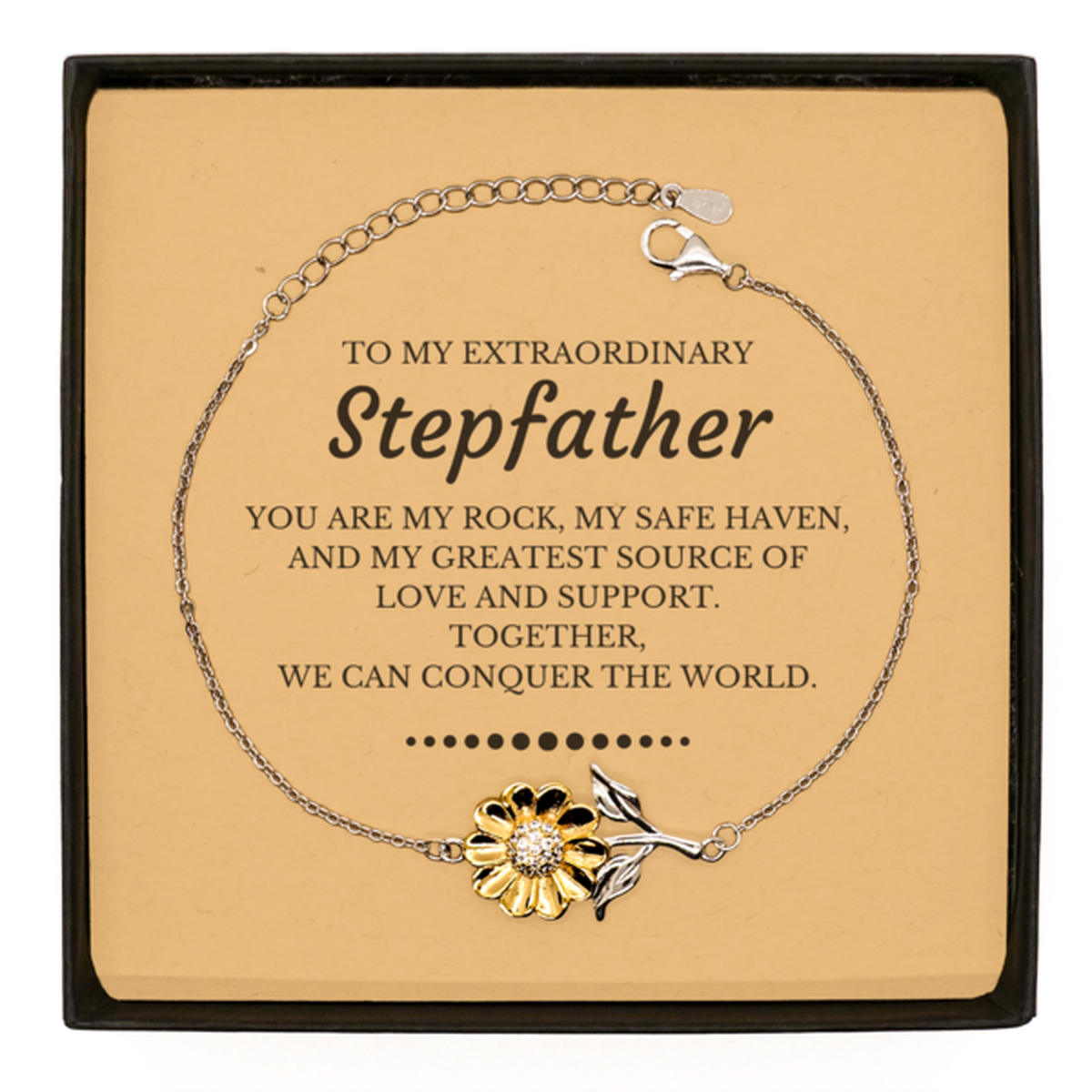 Stepfather Sunflower Bracelet - Together We Can Conquer The World | Birthday & Christmas Gift