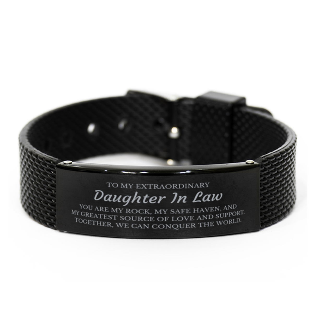Daughter In Law Black Shark Mesh Bracelet - Together We Can Conquer The World | Birthday Gift