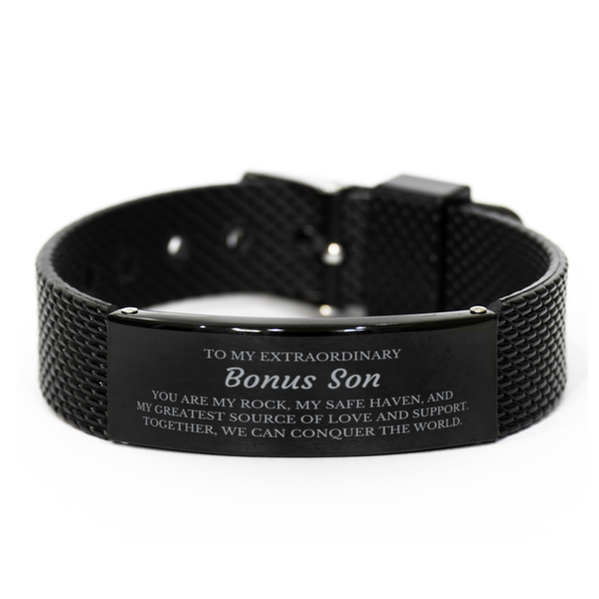 Bonus Son Black Shark Mesh Bracelet - Together, We Can Conquer the World | Birthday & Christmas Gift