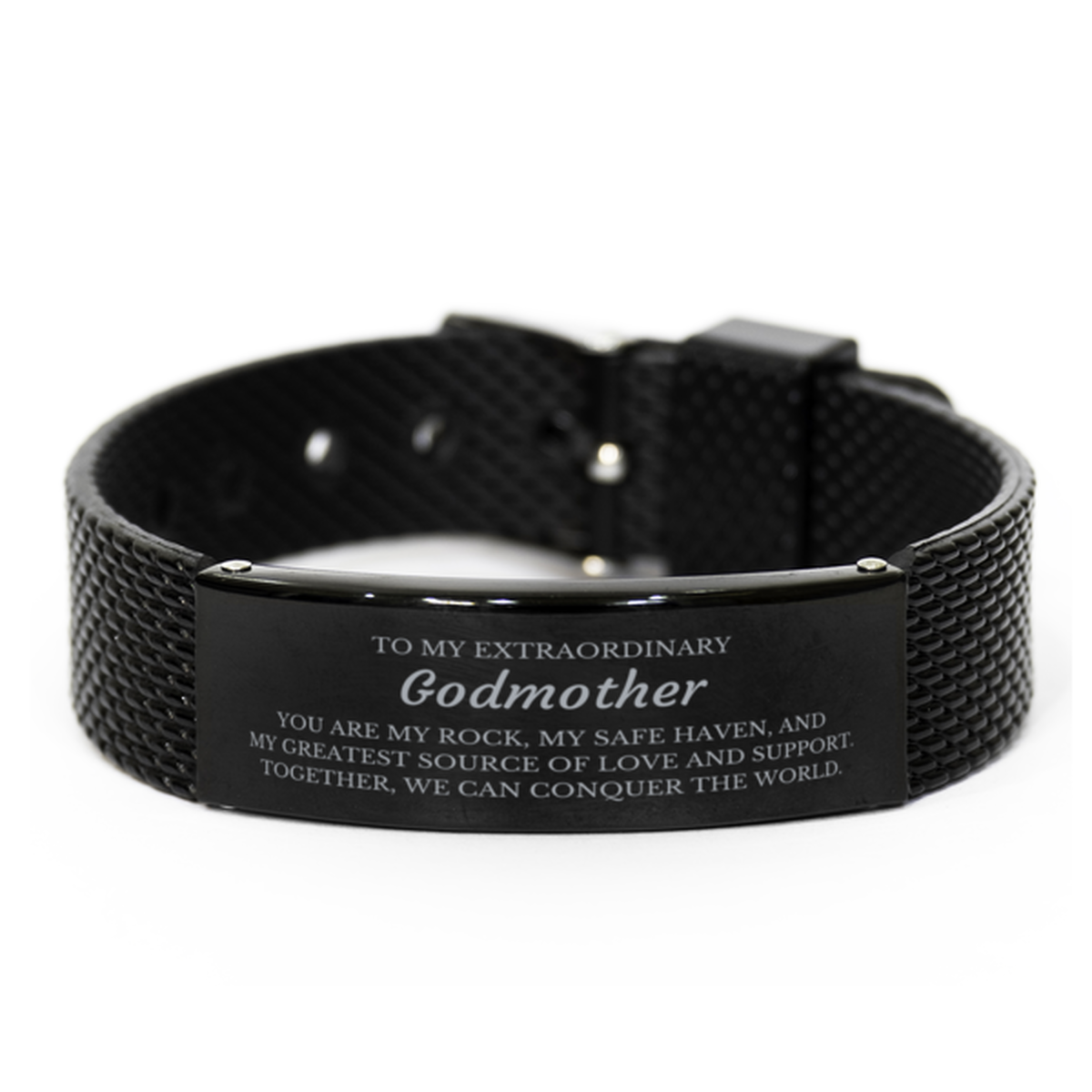 Godmother Black Shark Mesh Bracelet - Together We Can Conquer the World | Birthday Gift