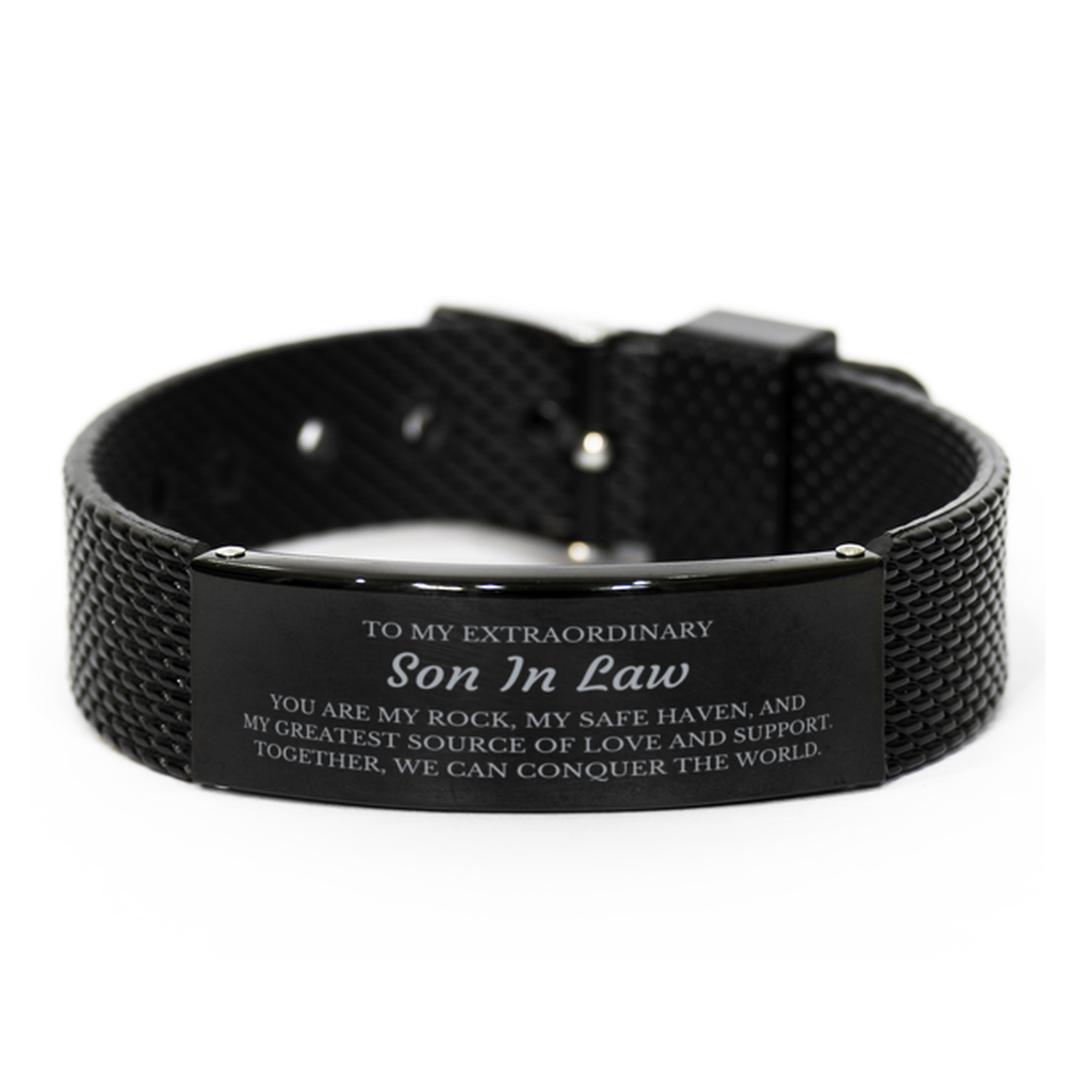 Son In Law Black Shark Mesh Bracelet - Together We Can Conquer The World | Birthday & Christmas Gift