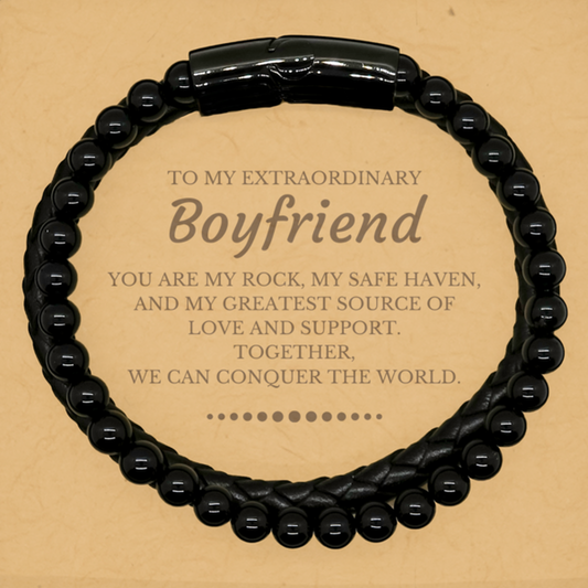 Boyfriend Leather Bracelet - Together We Can Conquer the World | Birthday Gift