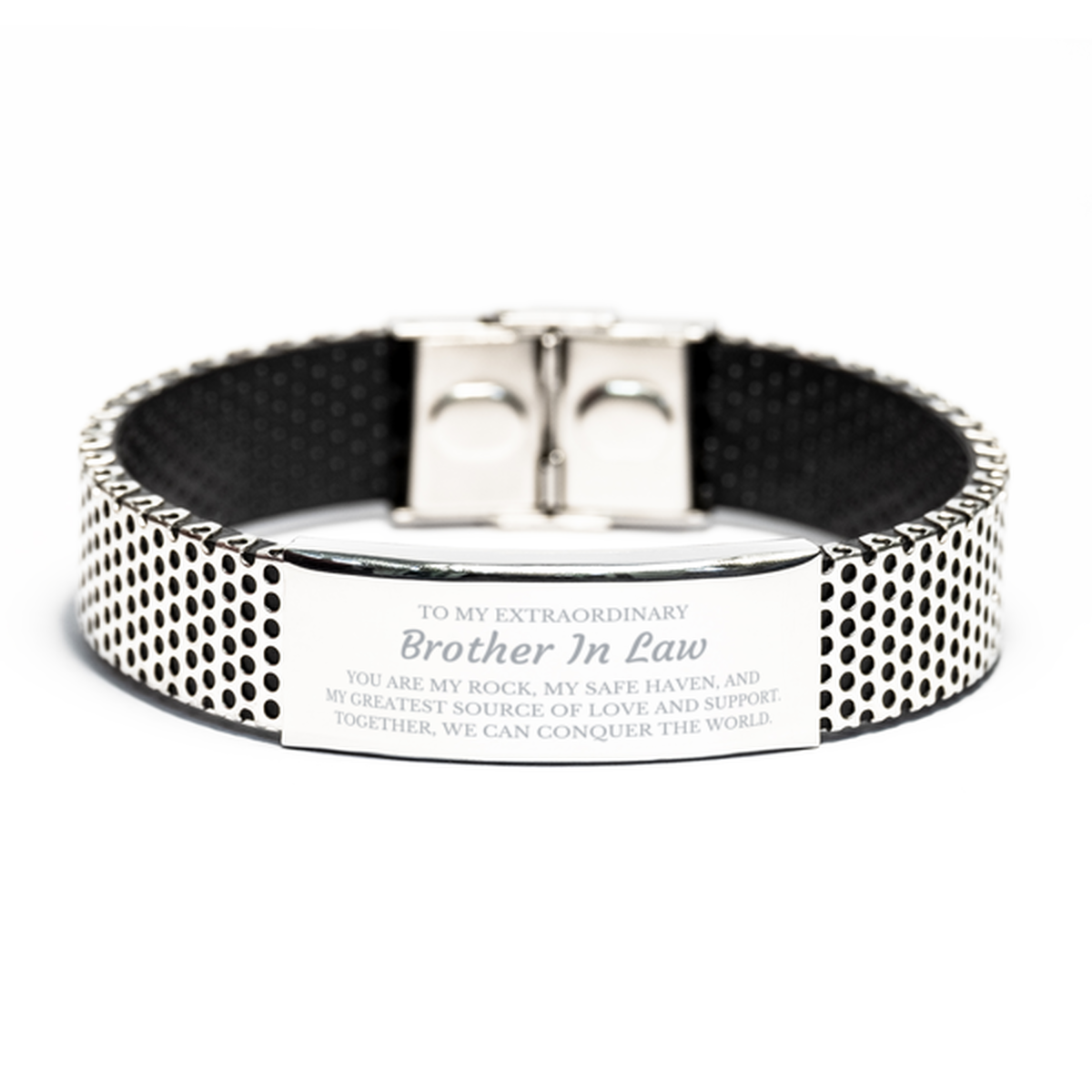 To My Extraordinary Brother In Law Gifts, Together, we can conquer the world, Birthday Stainless Steel Bracelet For Brother In Law, Christmas Gifts For Brother In Law