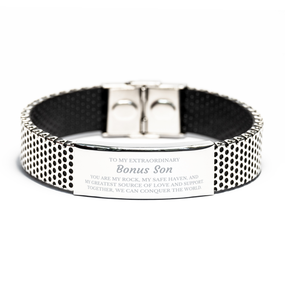 Bonus Son Stainless Steel Bracelet - Together We Can Conquer the World | Birthday & Christmas Gift