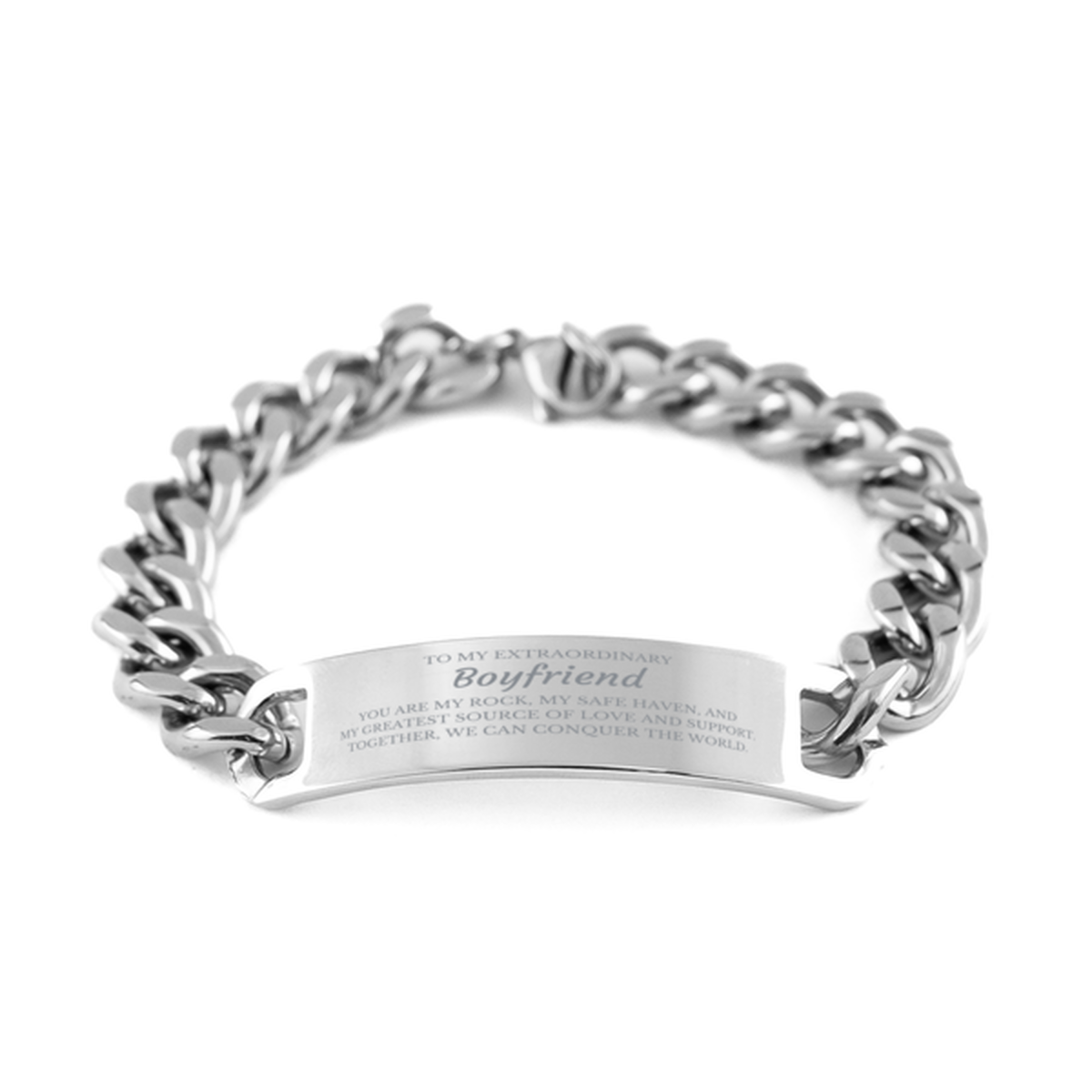 Boyfriend Stainless Steel Bracelet - Together We Can Conquer the World | Birthday or Christmas Gift