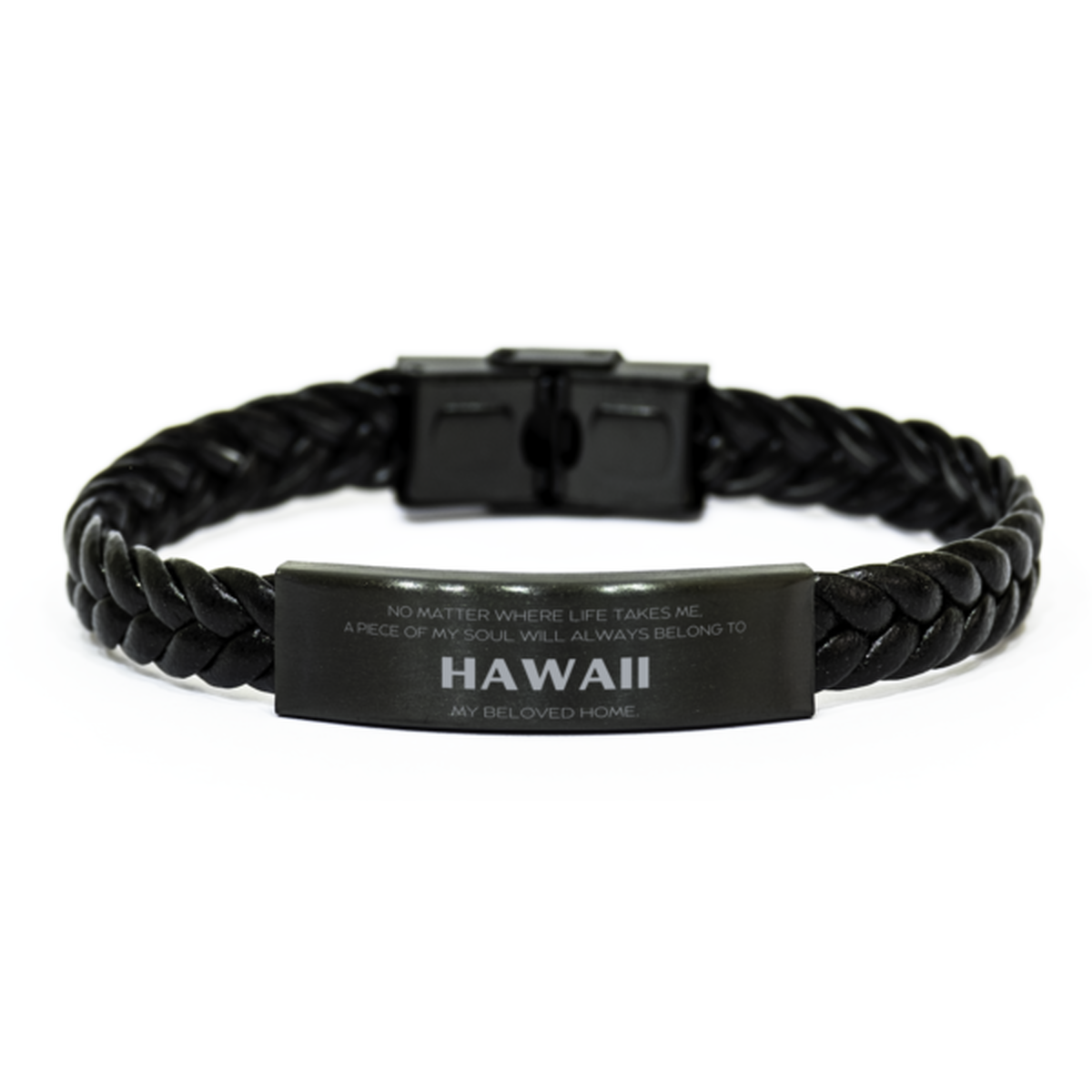 Hawaii Lover Braided Leather Bracelet - My Soul Belongs to Hawaii | Unique Birthday Gift