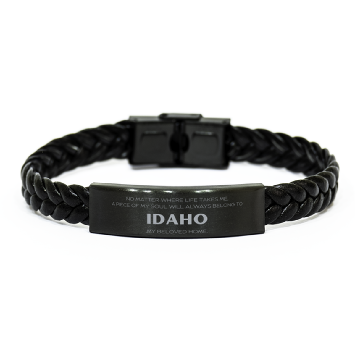 Idaho Lover Braided Leather Bracelet - My Soul Belongs to Idaho | Unique Gift