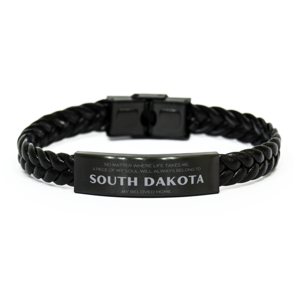 South Dakota Leather Bracelet - My Soul Belongs to South Dakota | Birthday Gift
