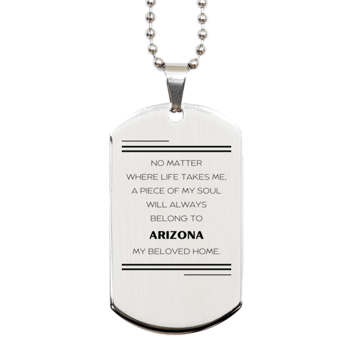 Arizona Dog Tag Necklace - My Soul Belongs to Arizona | Birthday Gift