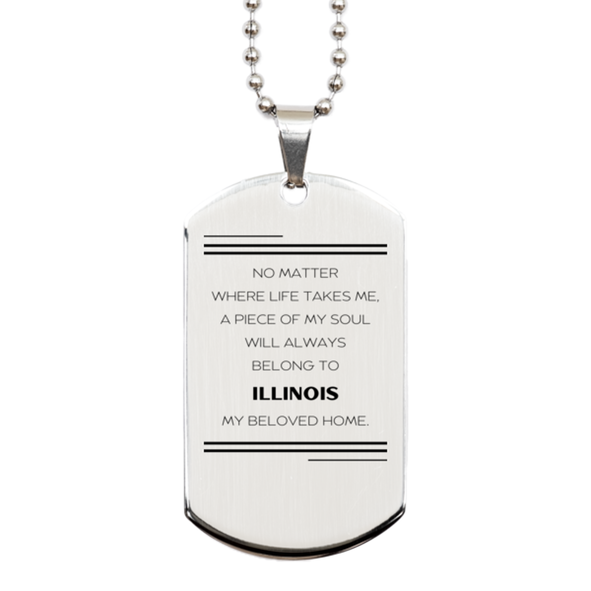 Illinois Gift Lovers Necklace - My Soul Belongs to Illinois | Birthday Gift