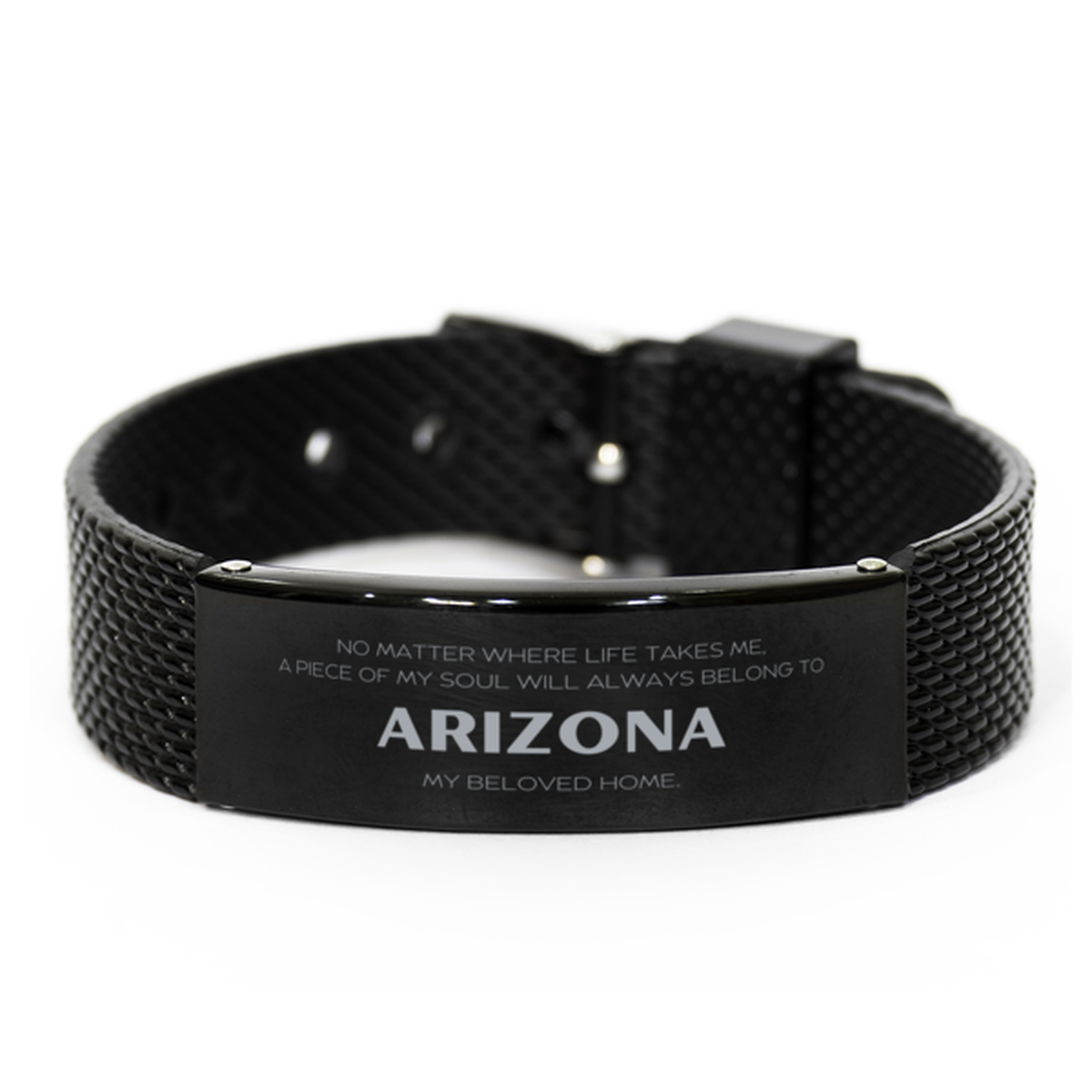 Love Arizona State Gifts, My soul will always belong to Arizona, Proud Black Shark Mesh Bracelet, Birthday Unique Gifts For Arizona Men, Women, Friends