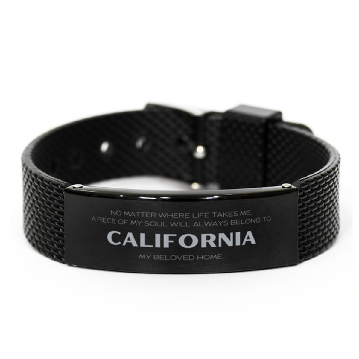 Love California State Gifts, My soul will always belong to California, Proud Black Shark Mesh Bracelet, Birthday Unique Gifts For California Men, Women, Friends