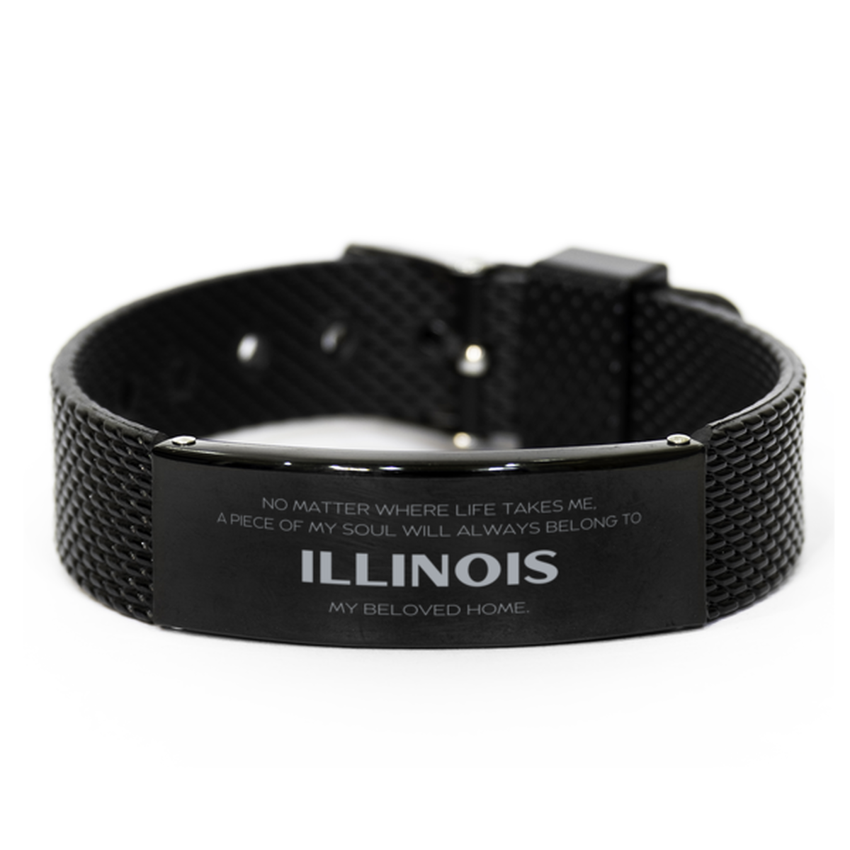 Illinois Pride Bracelet - My Soul Will Always Belong to Illinois | Unique Gift for Him/Her