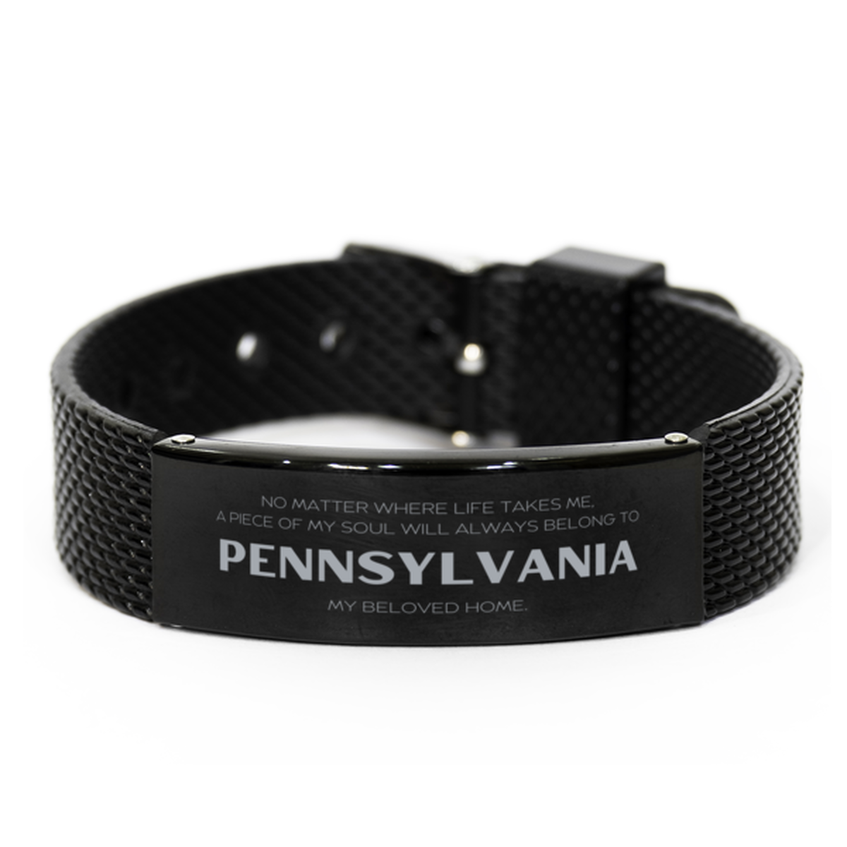 Love Pennsylvania State Gifts, My soul will always belong to Pennsylvania, Proud Black Shark Mesh Bracelet, Birthday Unique Gifts For Pennsylvania Men, Women, Friends