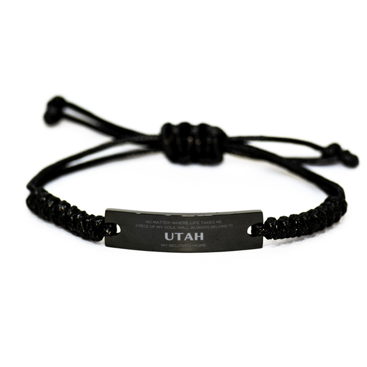 Love Utah State Gifts, My soul will always belong to Utah, Proud Black Rope Bracelet, Birthday Unique Gifts For Utah Men, Women, Friends