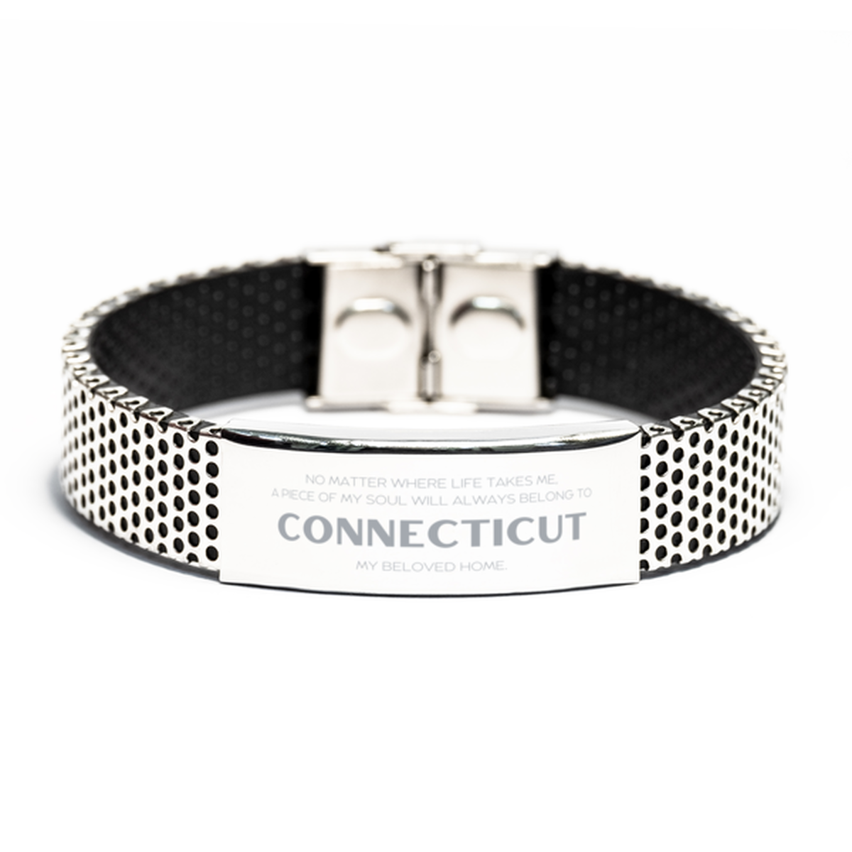 Connecticut Pride Stainless Steel Bracelet - My Soul Belongs to Connecticut | Perfect Gift