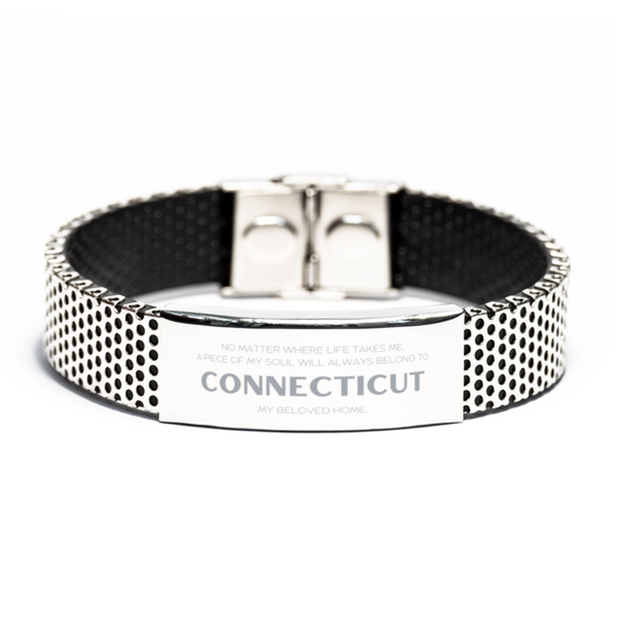 Love Connecticut State Gifts, My soul will always belong to Connecticut, Proud Stainless Steel Bracelet, Birthday Unique Gifts For Connecticut Men, Women, Friends