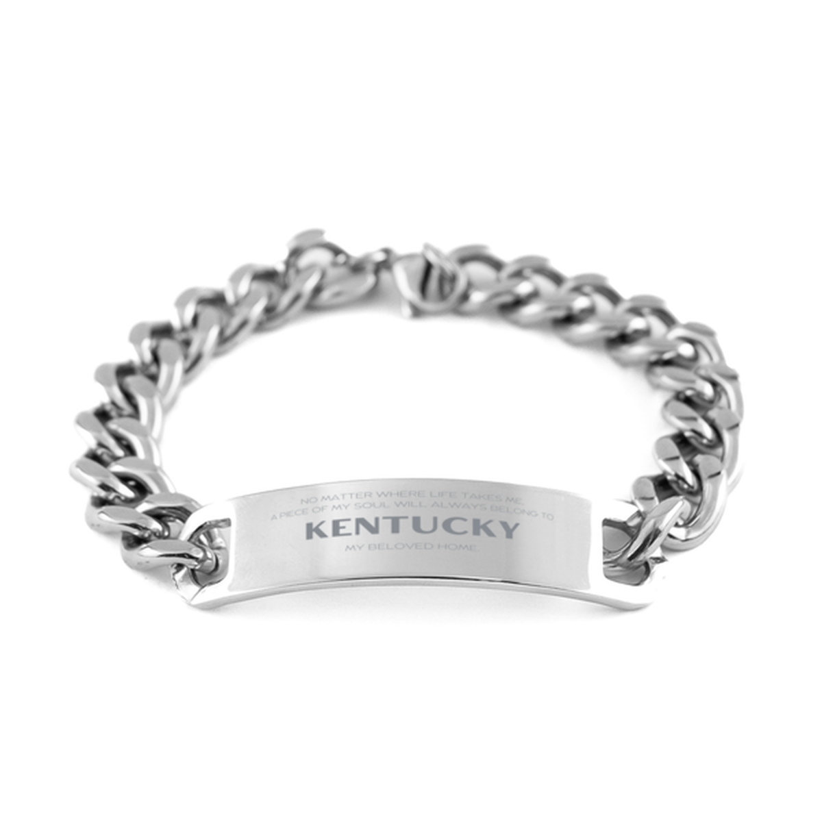 Love Kentucky State Gifts, My soul will always belong to Kentucky, Proud Cuban Chain Stainless Steel Bracelet, Birthday Unique Gifts For Kentucky Men, Women, Friends