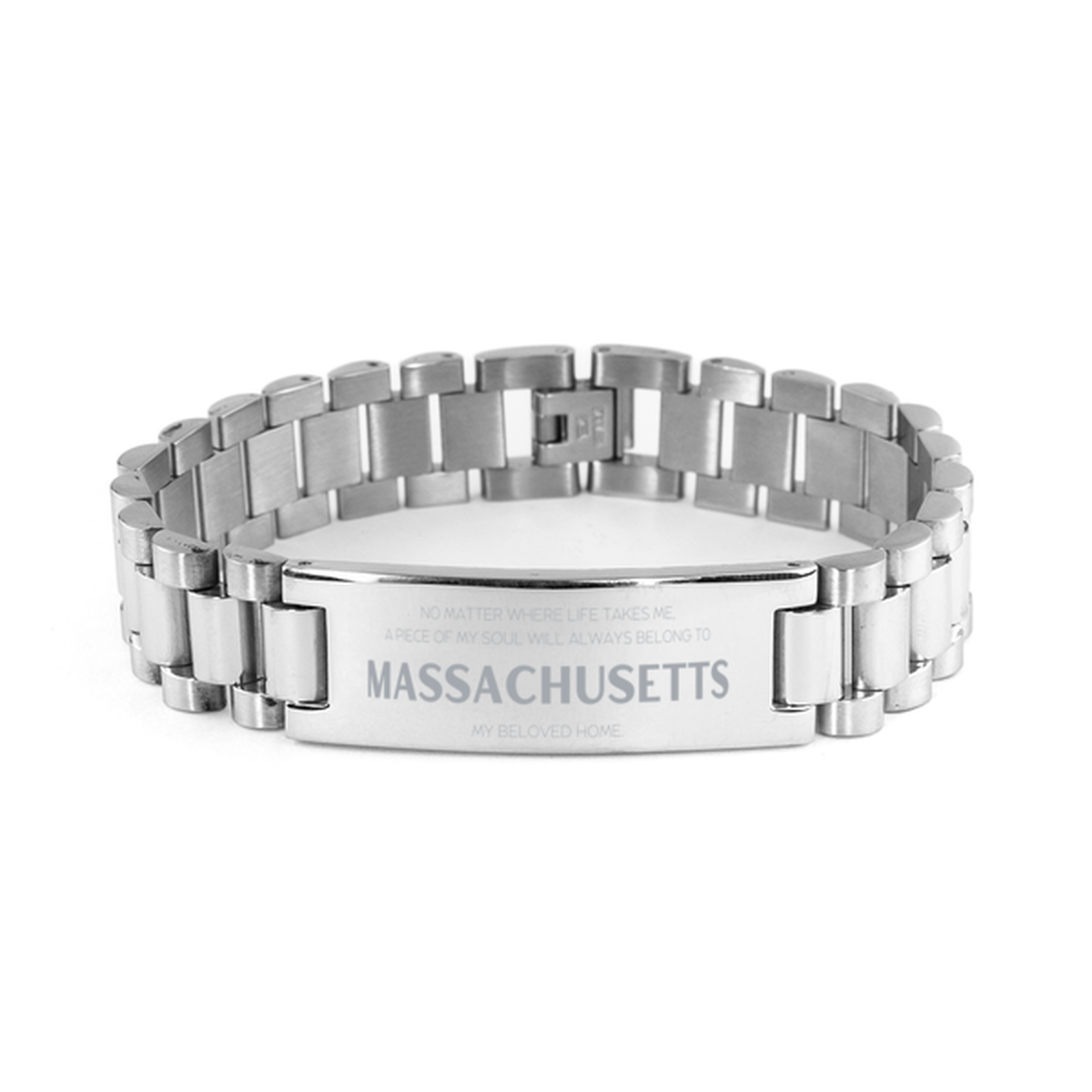 Love Massachusetts State Gifts, My soul will always belong to Massachusetts, Proud Ladder Stainless Steel Bracelet, Birthday Unique Gifts For Massachusetts Men, Women, Friends