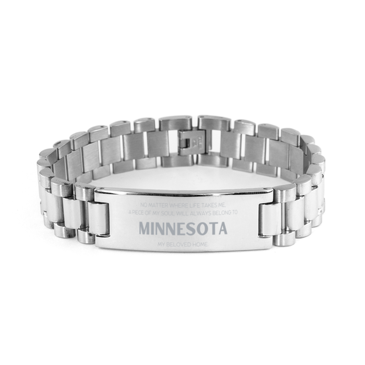 Love Minnesota State Gifts, My soul will always belong to Minnesota, Proud Ladder Stainless Steel Bracelet, Birthday Unique Gifts For Minnesota Men, Women, Friends
