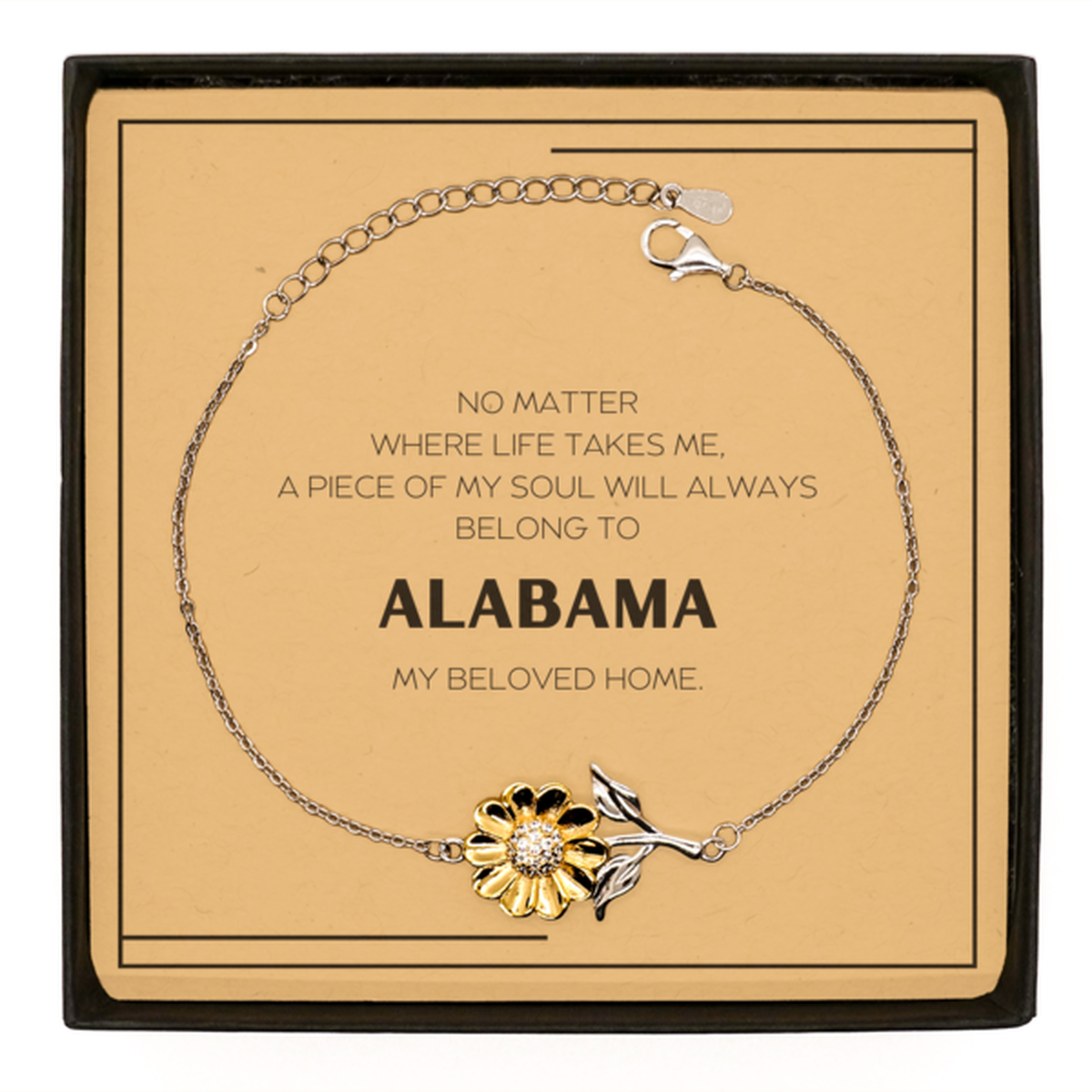 Love Alabama State Gifts, My soul will always belong to Alabama, Proud Sunflower Bracelet, Birthday Unique Gifts For Alabama Men, Women, Friends