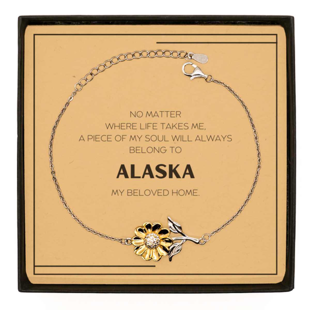 Love Alaska State Gifts, My soul will always belong to Alaska, Proud Sunflower Bracelet, Birthday Unique Gifts For Alaska Men, Women, Friends