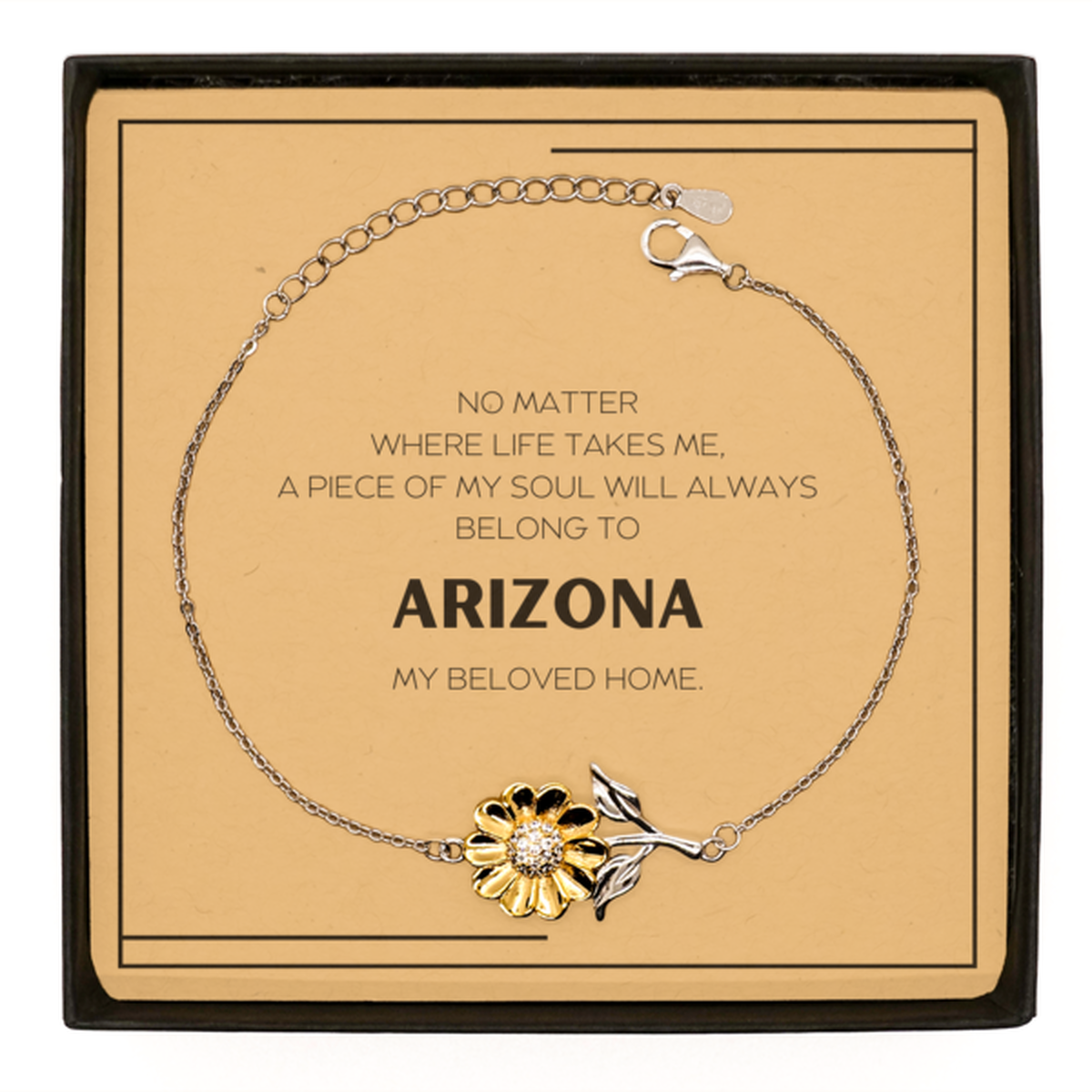 Love Arizona State Gifts, My soul will always belong to Arizona, Proud Sunflower Bracelet, Birthday Unique Gifts For Arizona Men, Women, Friends