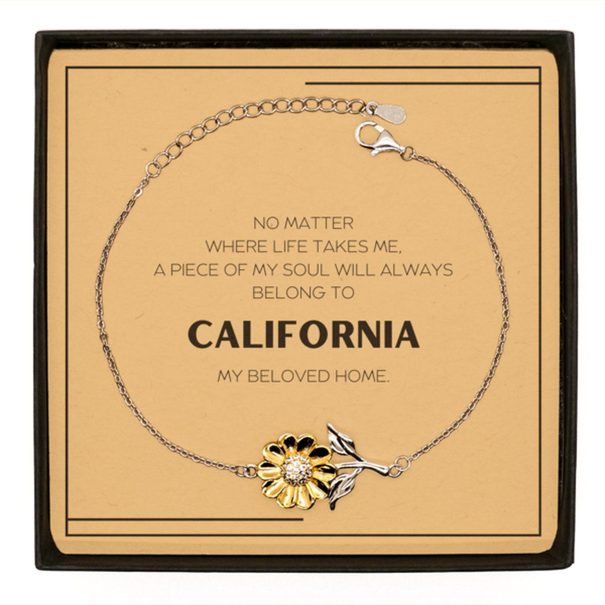 Love California State Gifts, My soul will always belong to California, Proud Sunflower Bracelet, Birthday Unique Gifts For California Men, Women, Friends