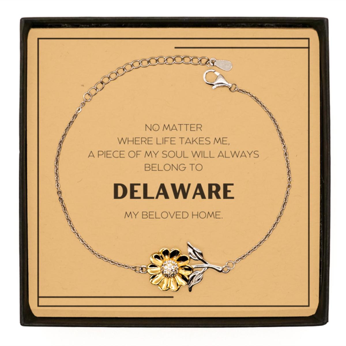 Love Delaware State Gifts, My soul will always belong to Delaware, Proud Sunflower Bracelet, Birthday Unique Gifts For Delaware Men, Women, Friends